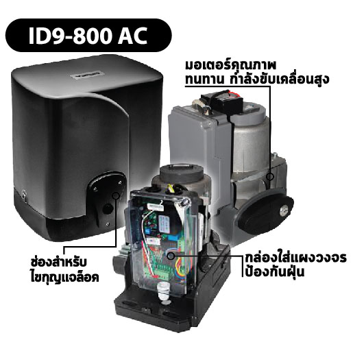 ID9-800AC-ประตูรั้วรีโมทบานเลื่อน